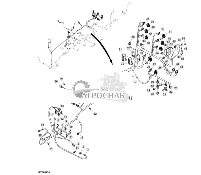 Жгут проводов шасси, с системой ActiveCommand Steering™ (ACS™) и резервным насосом, 15,0 L, двигатель FT4 (24) ( - 801999) - ST841407 249.jpg